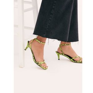 Free People Salina Strappy Heeled Sandal in Lime
